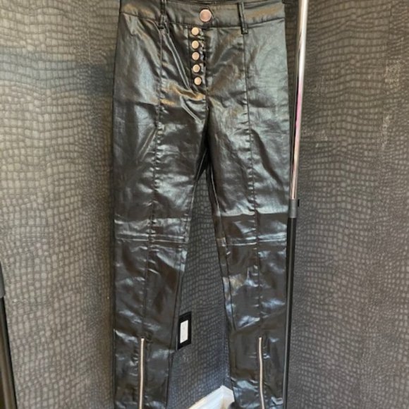 Black wet look trousers with tapered leg - Picture 1 of 2